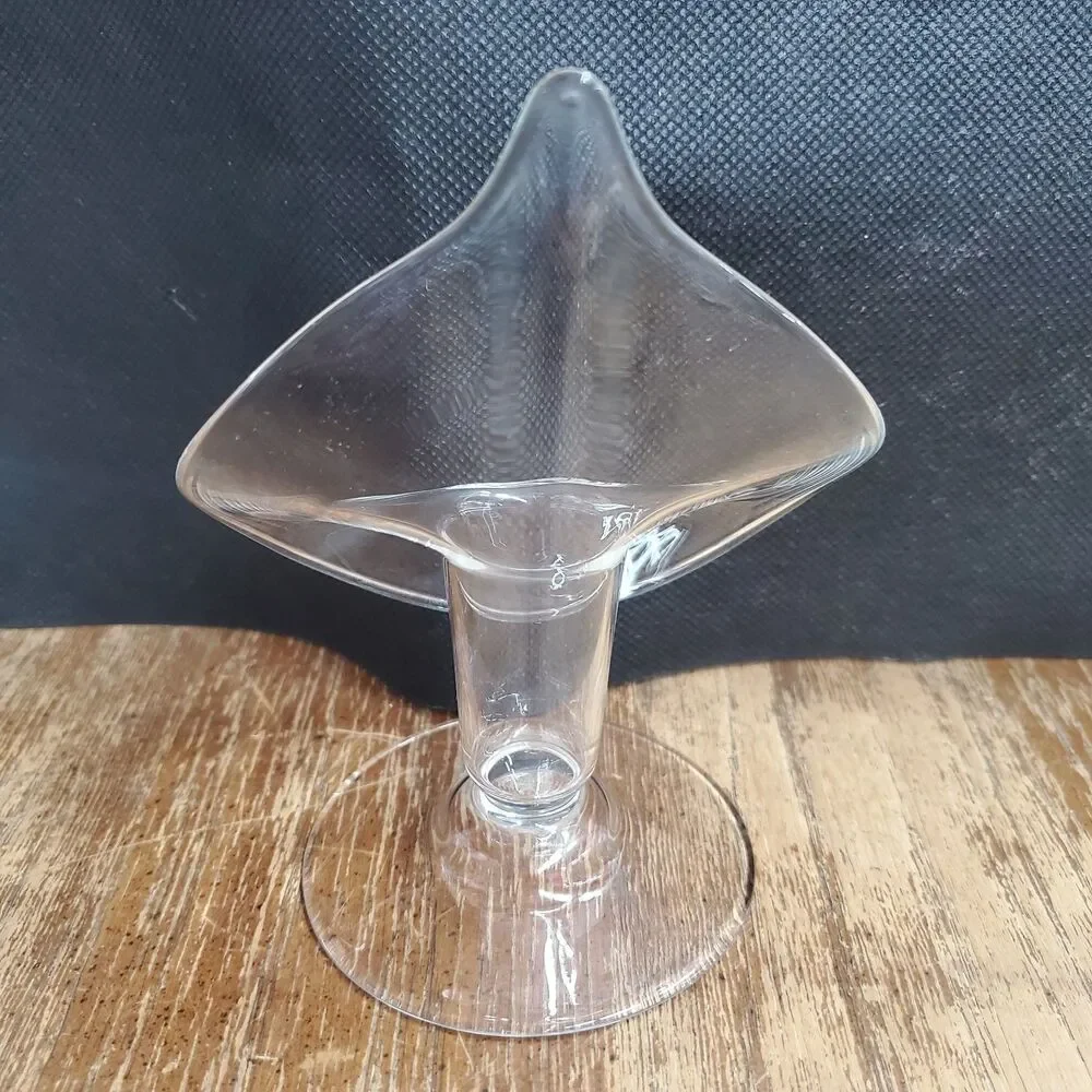 Vintage Clear Glass Jack In The Pulpit Taper Candle Holders Pair Calla Lily